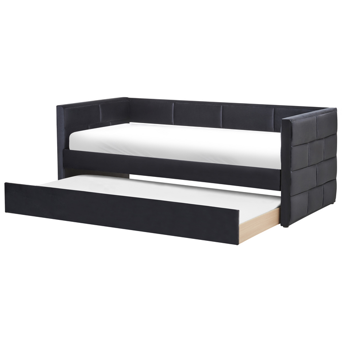 Beliani - CHAVONNE - Slaapbank - Zwart - 90 x 200 cm - Fluweel