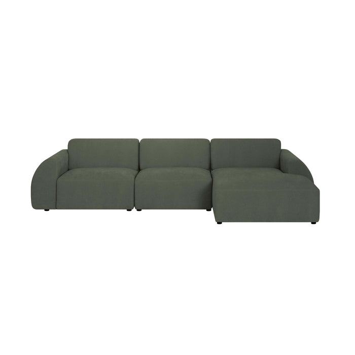 by fonQ Bink 3-zits Hoekbank met Chaise Longue Rechts - Bouclé - Mosgroen