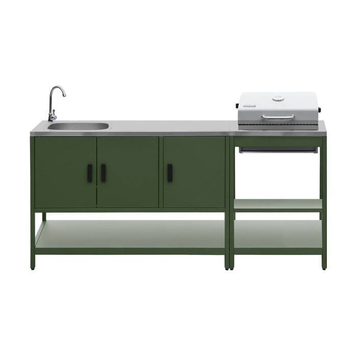 sweeek - Buitenkeuken, 2 modules, roestvrij staal, barbecue op