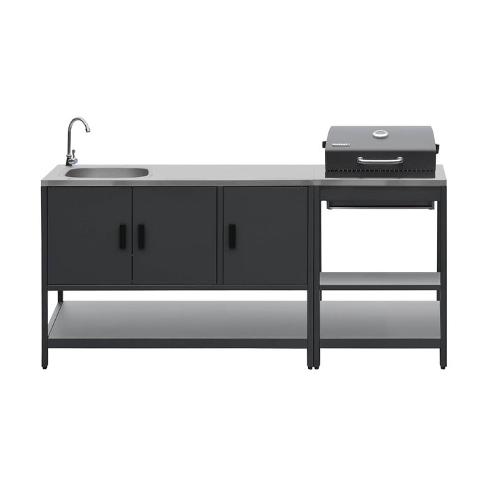 sweeek - Buitenkeuken, 2 modules, roestvrij staal, barbecue op