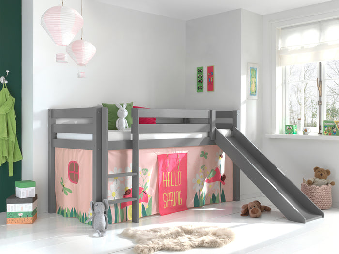 Vipack Pino Hoogslaper met Glijbaan Spring - grijs