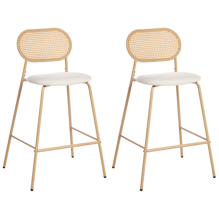 Beliani - ADAVER - Barkruk set van 2 - Lichtbeige - IJzer