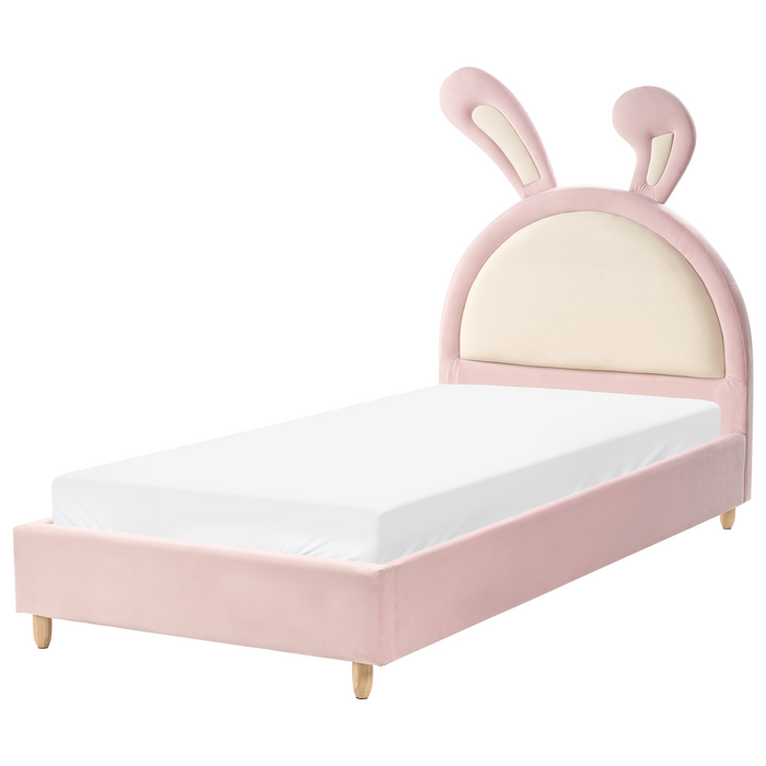Beliani - LALLIAS - Eenpersoonsbed - Roze - 90 x 200 cm - Fluweel