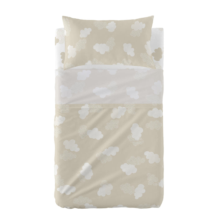 Clouds Laken Set ledikant 2-delig Beige Basic Kids, Beige, 100% katoen, de kwaliteit van 150 TC