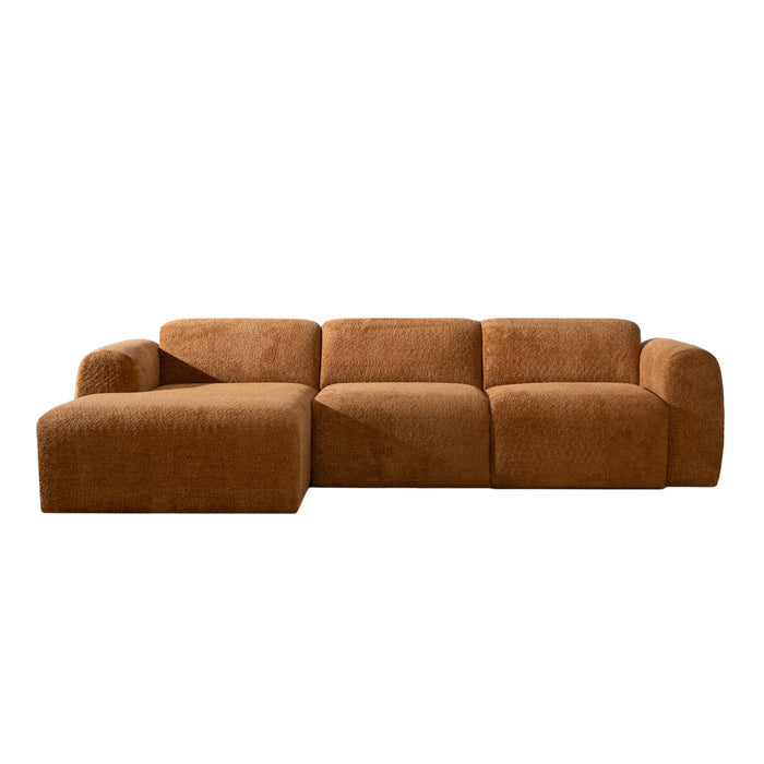 Bronx71 Hoekbank Maine bouclé stof terracotta links