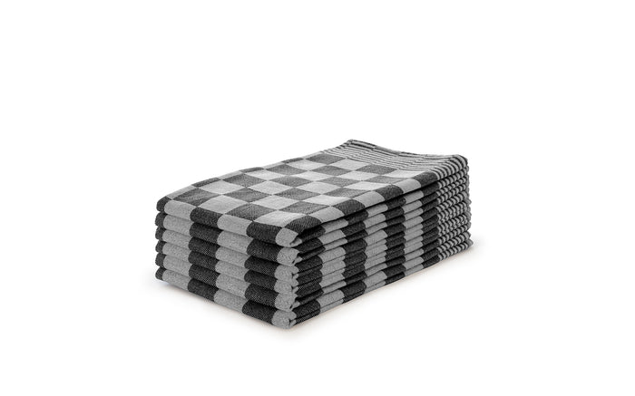 Eleganzzz Theedoekenset Blok 65x65cm - zwart|wit - set van 6