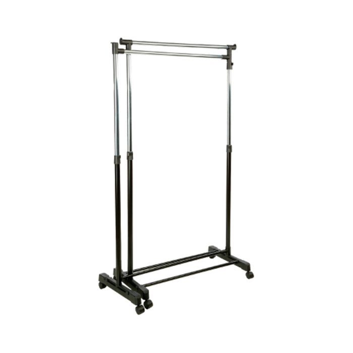 5Five Kledingrek 2x enkele stang - kunststof - zwart - 162 x 168cm