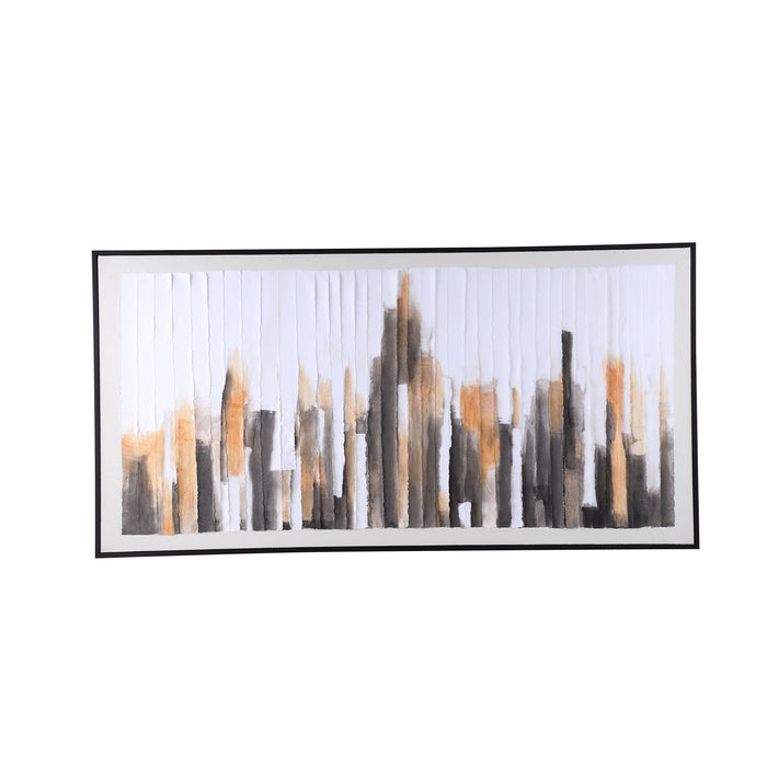 PTMD Gustas Brown Framed Wallpanel Poly Strips Rectangl