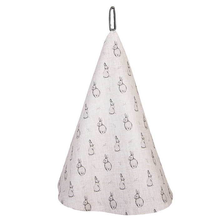Clayre & Eef Theedoek Ø 80 cm Beige Grijs Katoen Konijn
