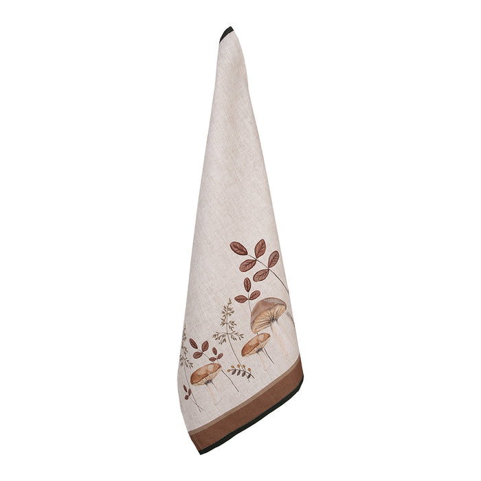 Clayre & Eef Theedoek 50x70 cm Beige Katoen Paddenstoelen