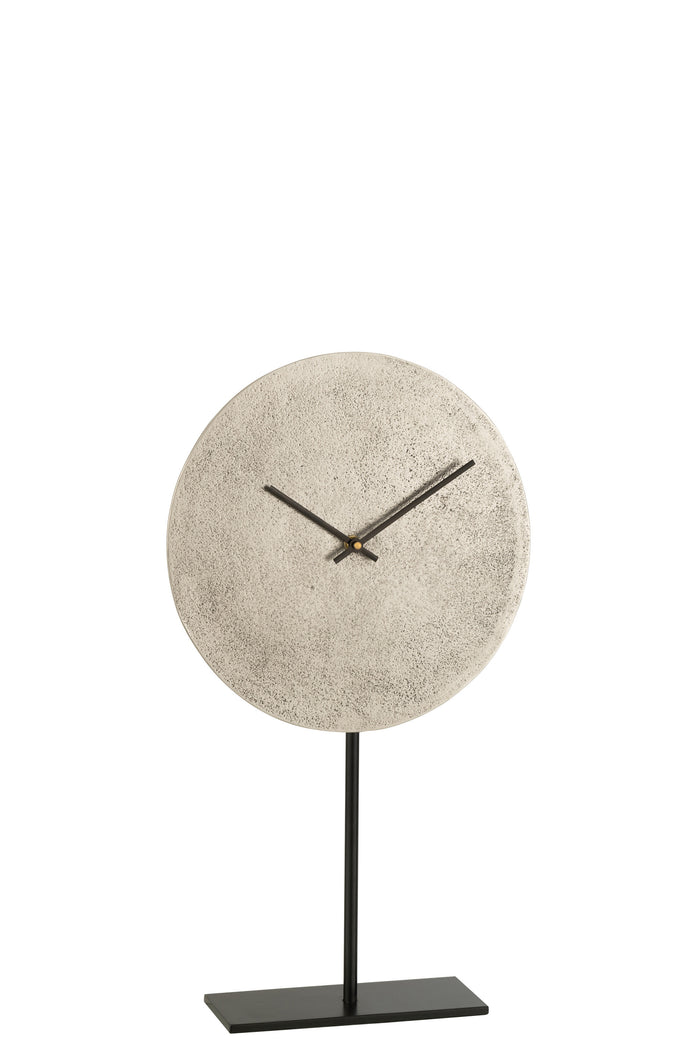 J-line - Klok Op Voet Metaal Zilver - 25x41x7.5cm