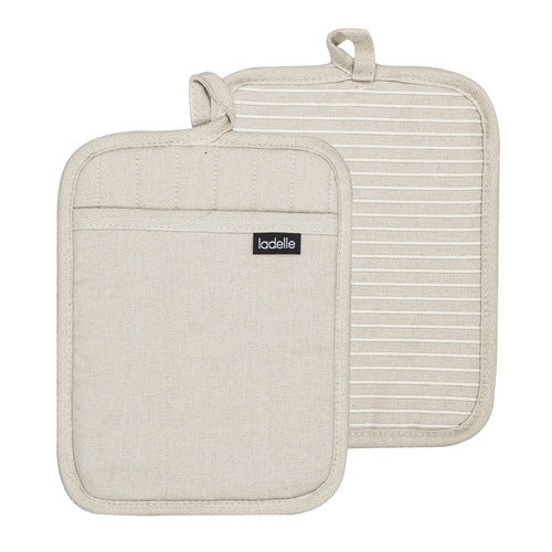 Ladelle - Pannenlappen, Set van 2, Katoen, Polyester, Siliconen, Grijs