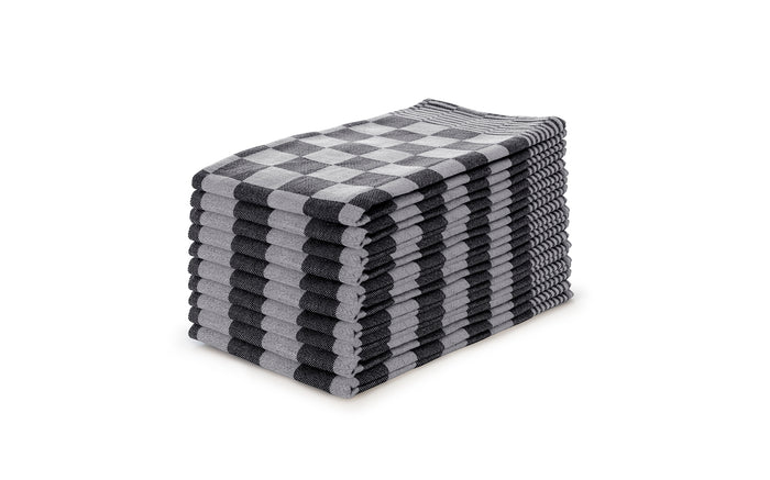 Eleganzzz Theedoekenset Blok 65x65cm - zwart|wit - set van 10