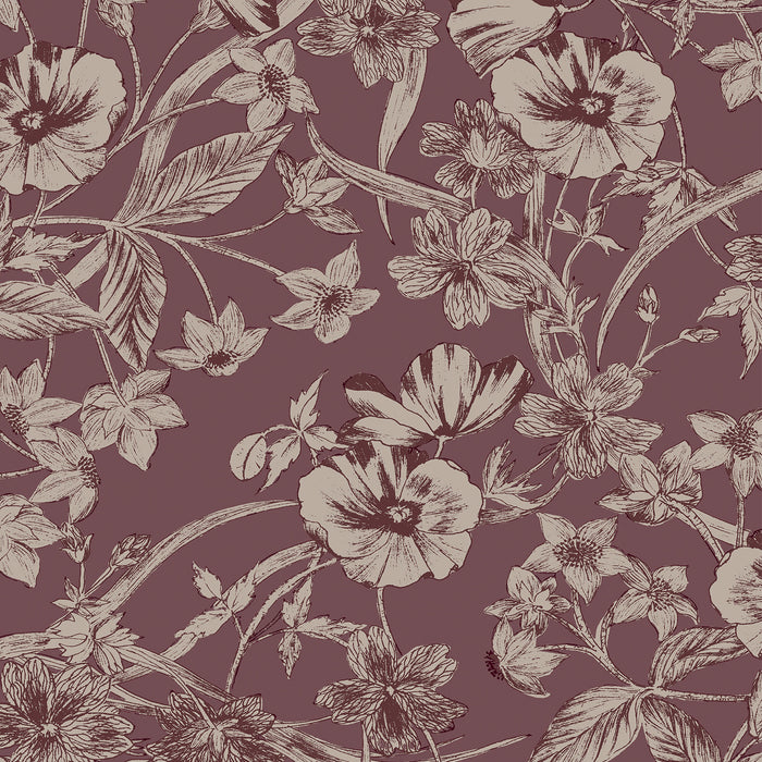 Laura Ashley Summerhill Behang - Bloemen - 10mx52cm - Paars