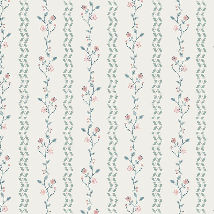 Laura Ashley Blencow Stripe Behang - Bloemen - 10mx52cm - Blauw