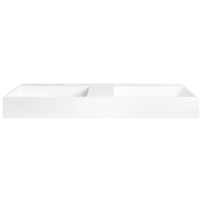Beliani-QUENKO-Dubbele wastafel-Wit-120 x 48 cm-Mineraalgietwerk
