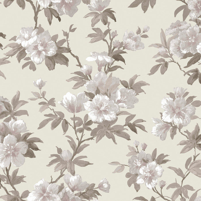 Laura Ashley Rosamund Behang - Bloemen - 10mx52cm - Grijs