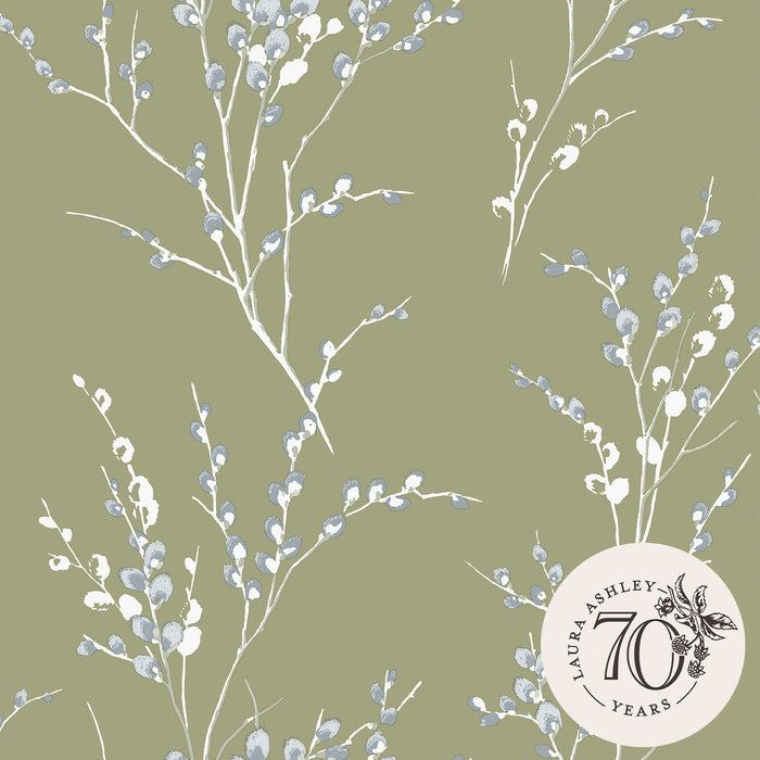 Laura Ashley Pussy Willow Behang - Planten - 10mx52cm - Groen