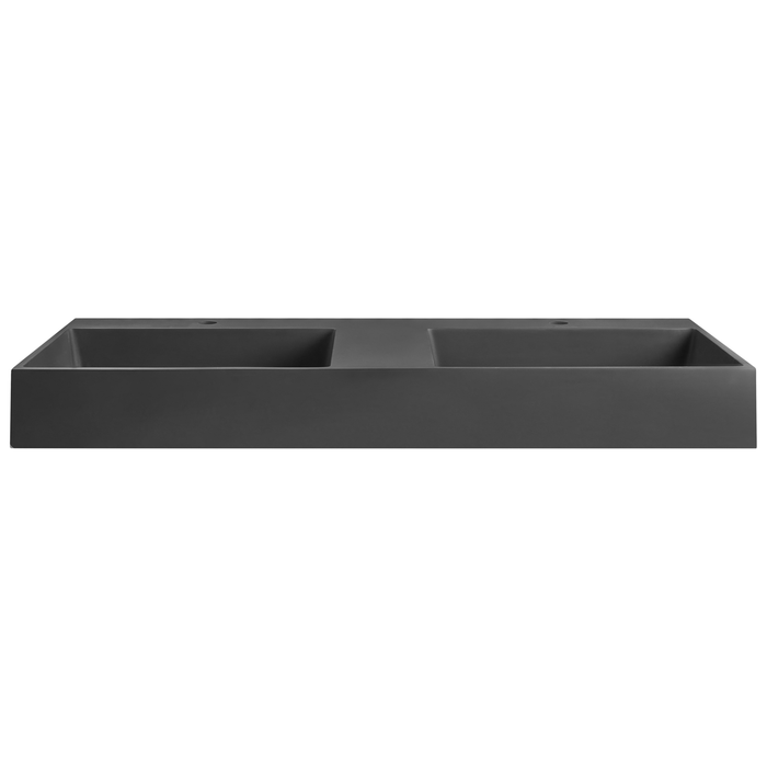 Beliani-QUENKO-Dubbele wastafel-Zwart-120 x 48 cm-Mineraalgietwerk