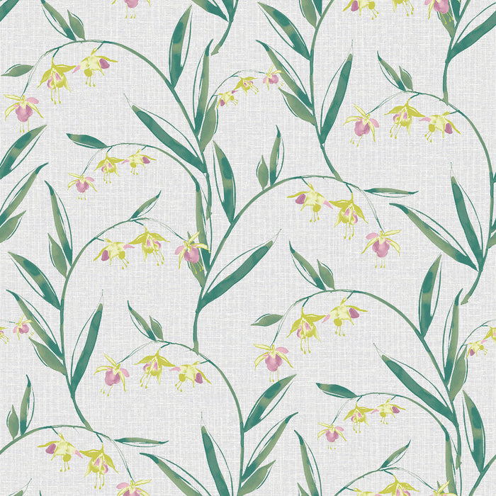 Laura Ashley Fulwell Fuchsia Behang - Planten - 10mx52cm - Geel