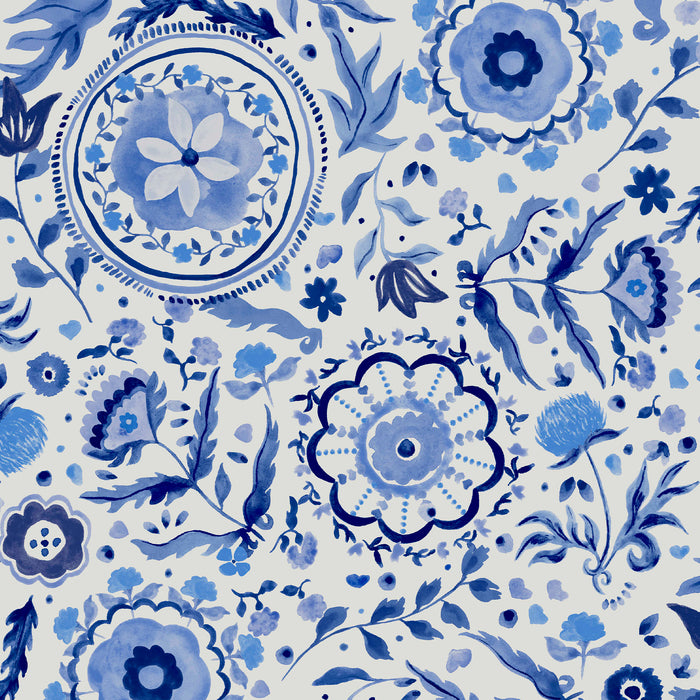 Joules vliesbehang Festival Flowers blauw