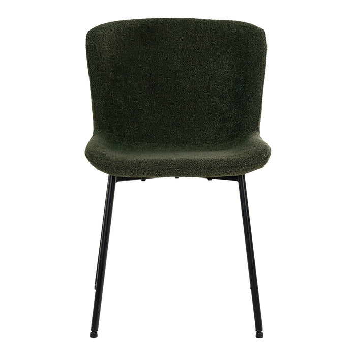 House Nordic - Eetkamerstoel Maceda Bouclé Donkergroen - Set van 2