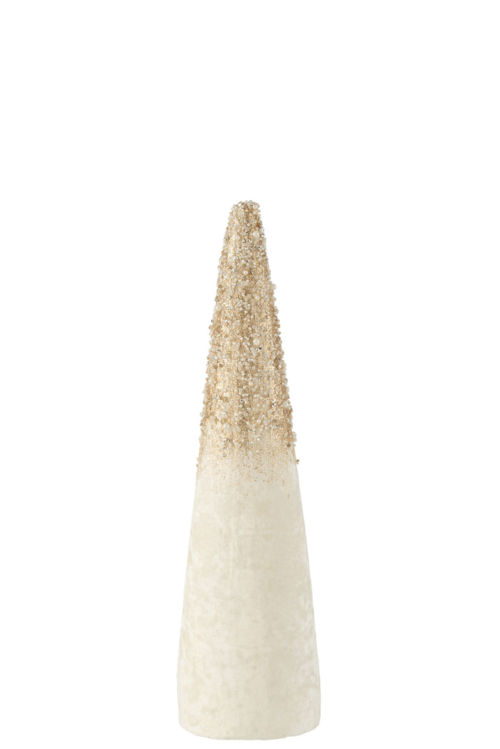 J-Line decoratie Kegel Parels - polyeSter - ecru|goud - small