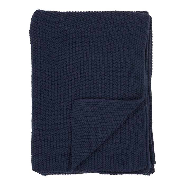 Santos Plaid - Plaid, recycled cotton, dark blue 130x170 cm