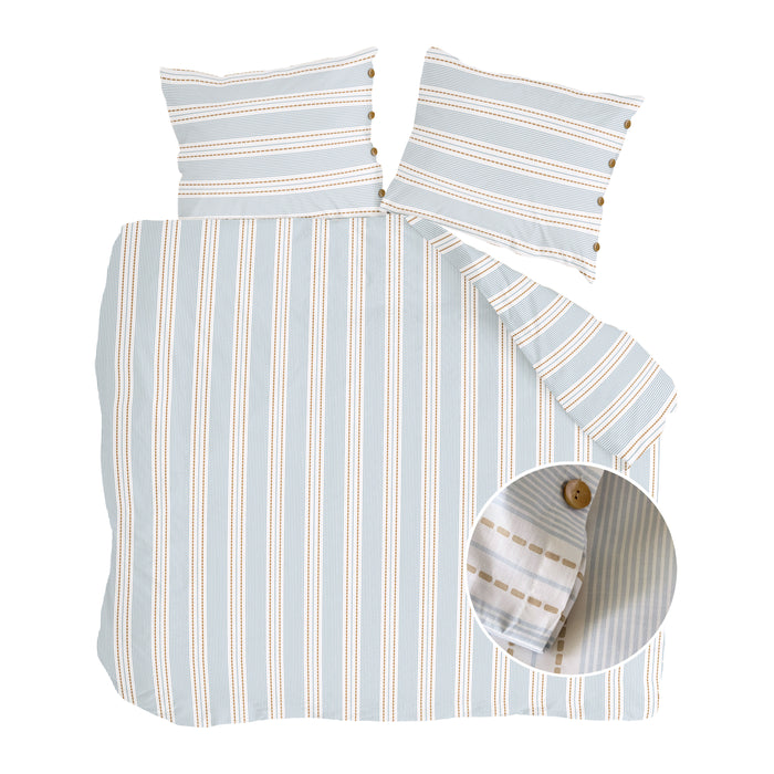 Walra Remade Striped Harmony Dekbedovertrek 200 x 220 cm - Off-White / Blauw
