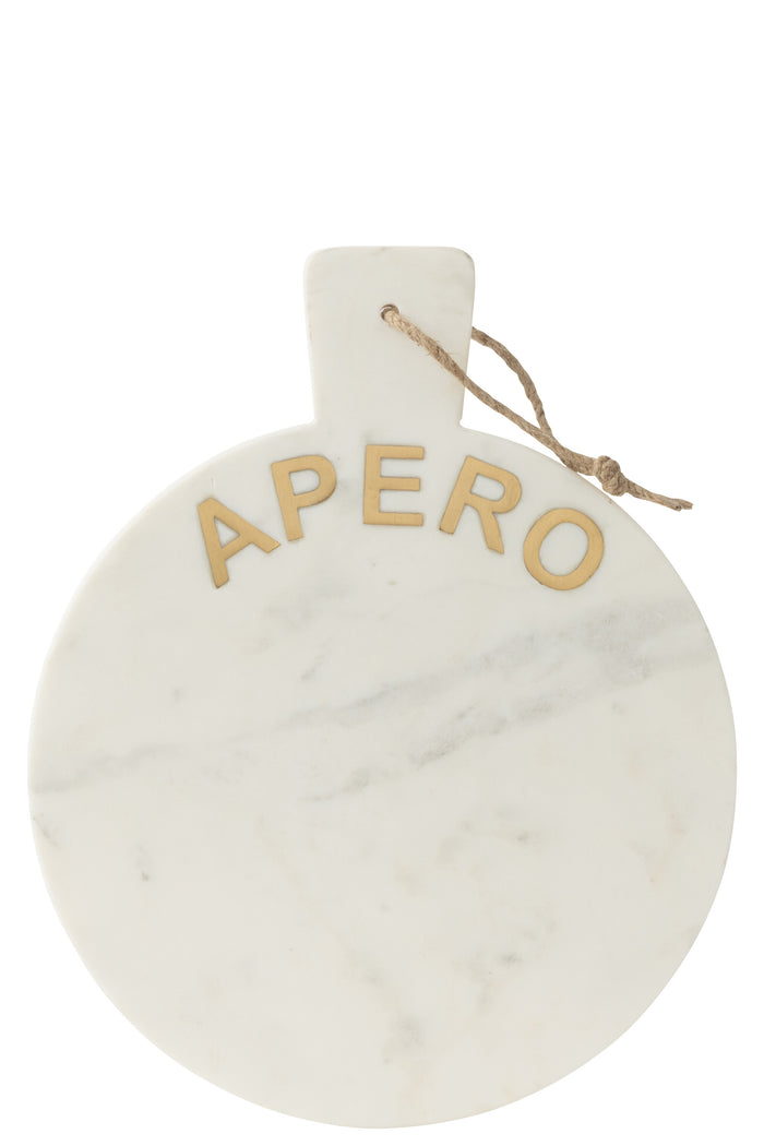 J-Line snijplank Rond Apero Marmer - steen - wit