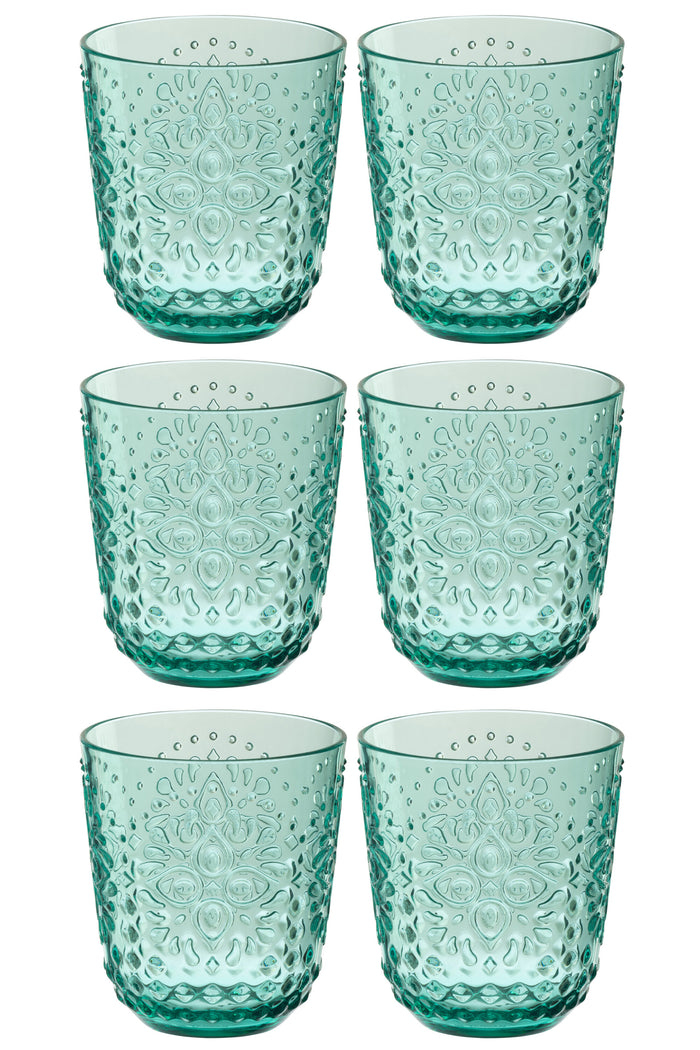 J-Line glas - kunststof - aquablauw - doos van 6