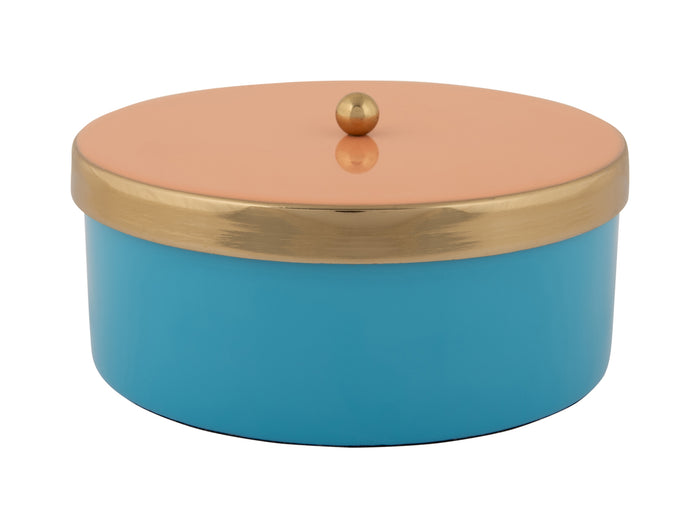Present Time - Opbergbox Double Funky Medium - Aqua blue & Peach orange
