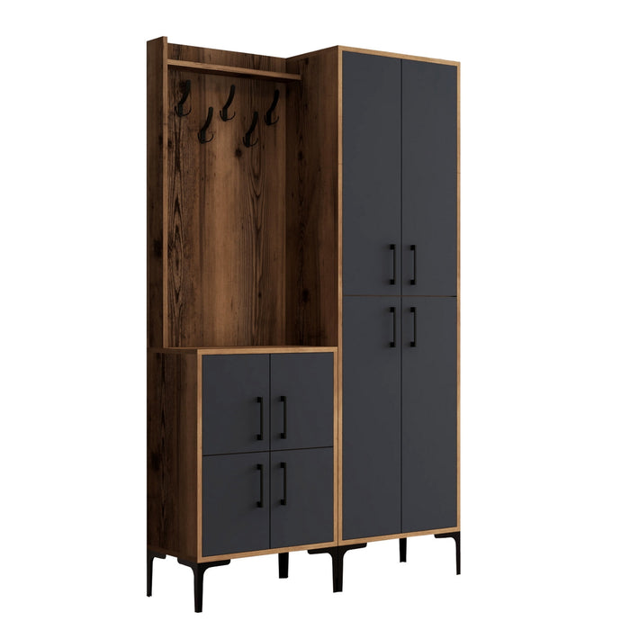 Giga Meubel - Garderobemeubel Walnoot|Antraciet Hout - 200cm - Berlin