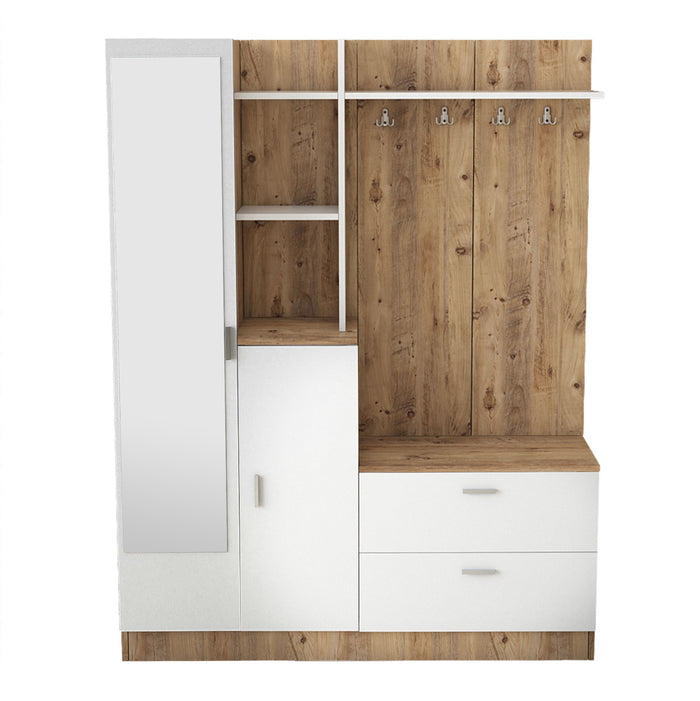 Giga Meubel - Garderobemeubel Naturel|Wit Hout - 140cm - Didim