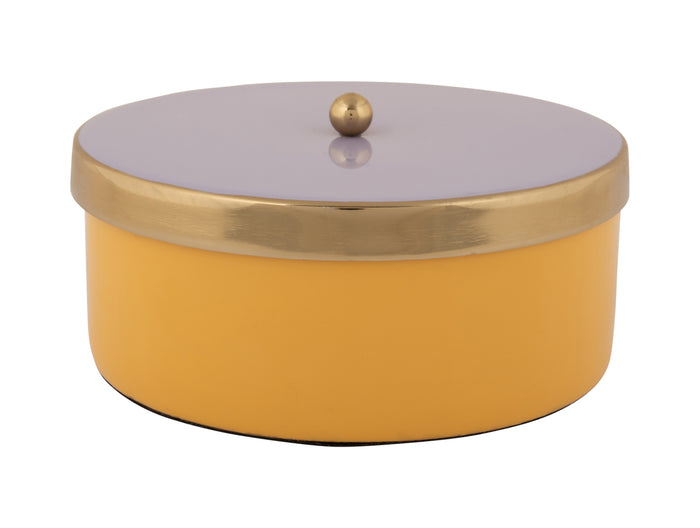 Present Time - Opbergbox Double Funky Medium - Bright yellow & Soft purple