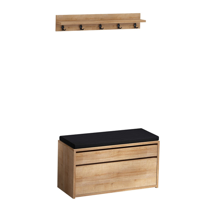 Giga Meubel - Garderobemeubel Naturel Eiken|Zwart - 80x35x42cm - Boby