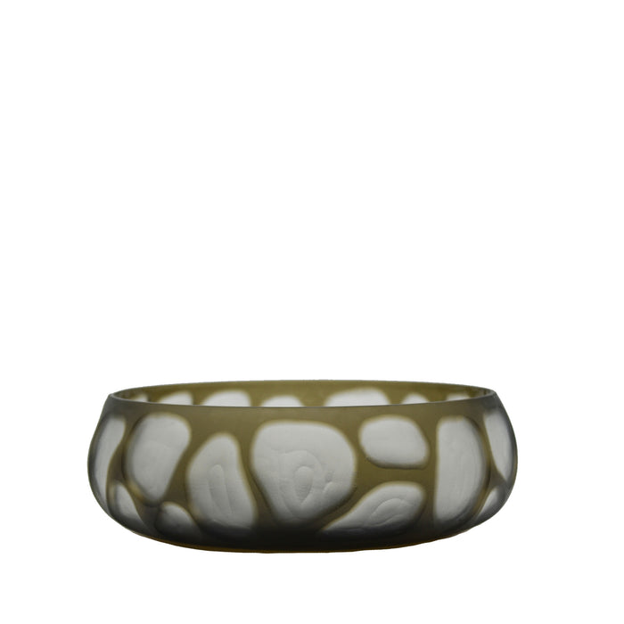 PTMD Azize Green Carved Glass Round Bowl Round Motive