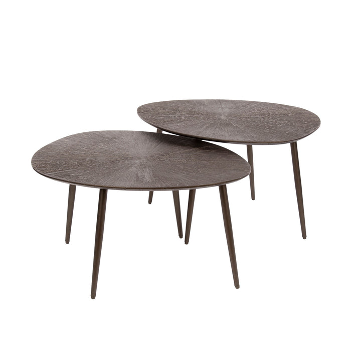 Giga Meubel - Salontafel Brons Metaal - Set Van 2 - 76x61x43cm - Ray