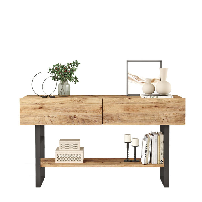 Giga Meubel - Garderobemeubel Naturel Hout - 139x43x75,7cm - Dilek