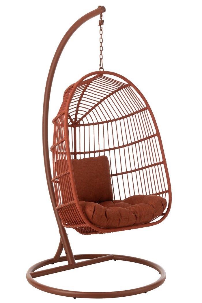 J-Line hangstoel Egga - metaal|koord - rood