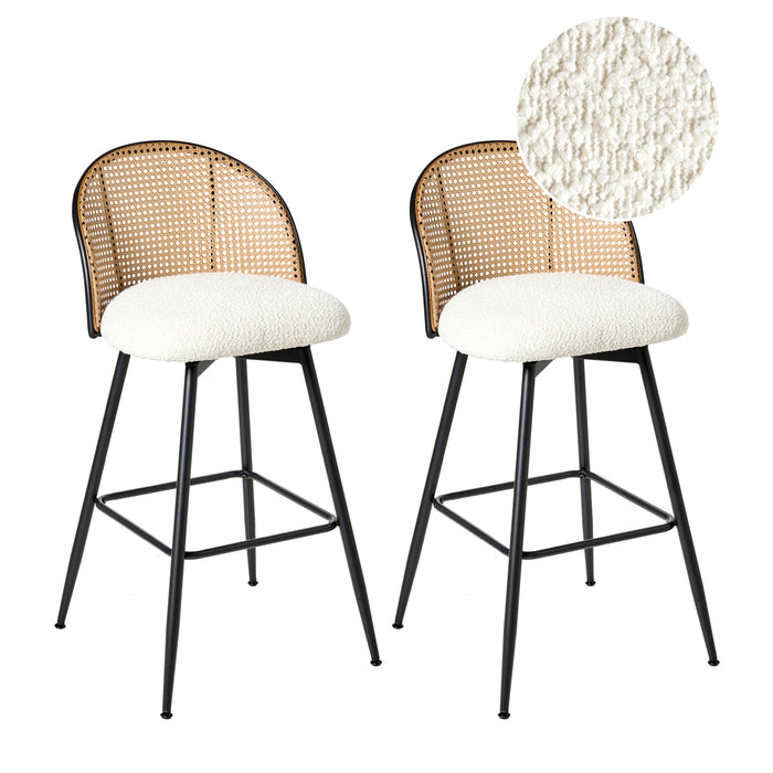 Beliani - NATHAN - Barkruk set van 2 - Off-white - 99 cm - Bouclé