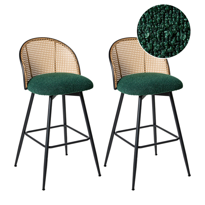 Beliani - NATHAN - Barkruk set van 2 - Groen - 99 cm - Bouclé