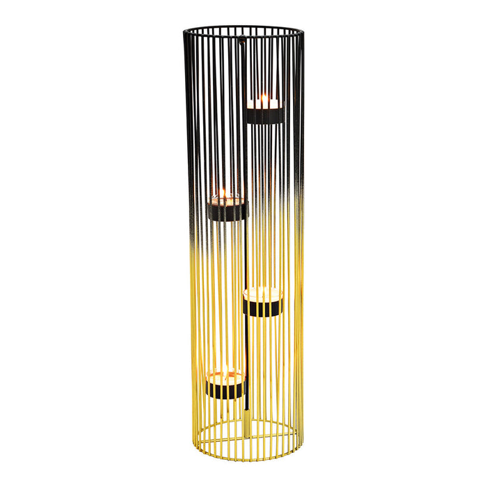 SVJ Windlicht Kaarshouder - 12x12x42 cm - Metaal - Zwart - Set van 4
