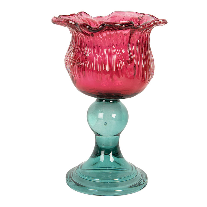 Clayre & Eef Waxinelichthouder Ø 10x16 cm Roze Glas