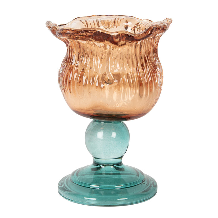 Clayre & Eef Waxinelichthouder Ø 10x14 cm Oranje Glas