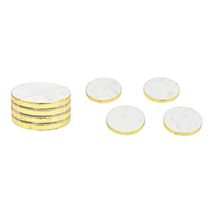 SVJ Plateau Onderzetters - 10x10x5 cm - Steen - Wit - Set van 4