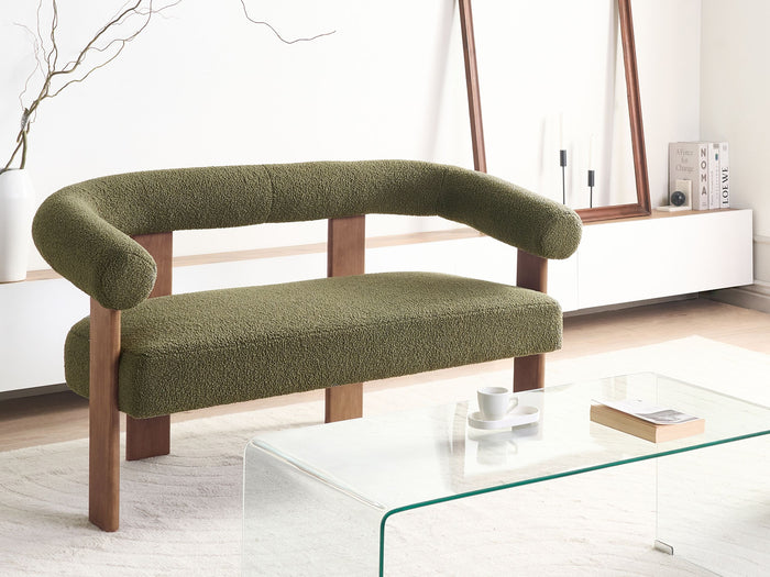 Beliani - ILBRO - Tweezitsbank - Groen|Donkerbruin - Bouclé