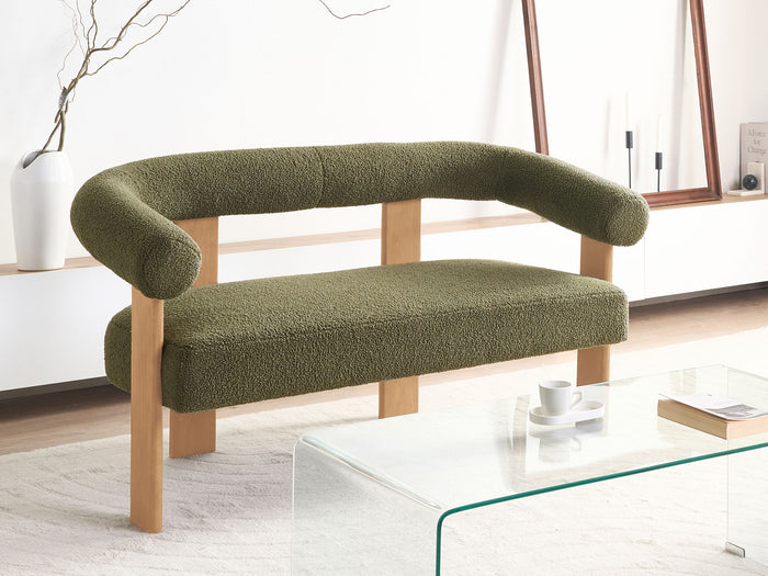 Beliani - ILBRO - Tweezitsbank - Groen|Lichtbruin - Bouclé