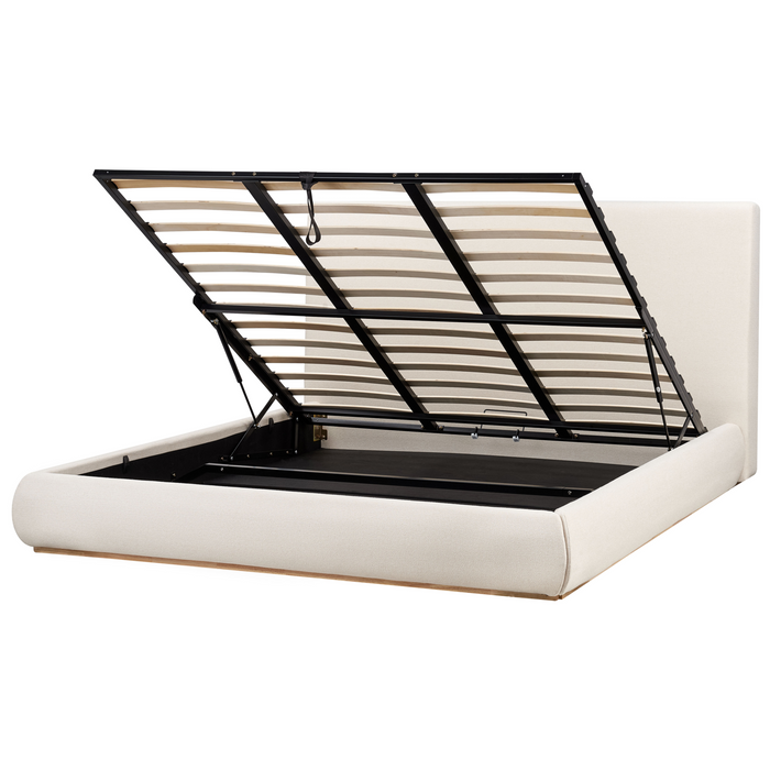 Beliani-CAMPAGNE-Bed met opbergruimte-Beige-180 x 200 cm-Polyester