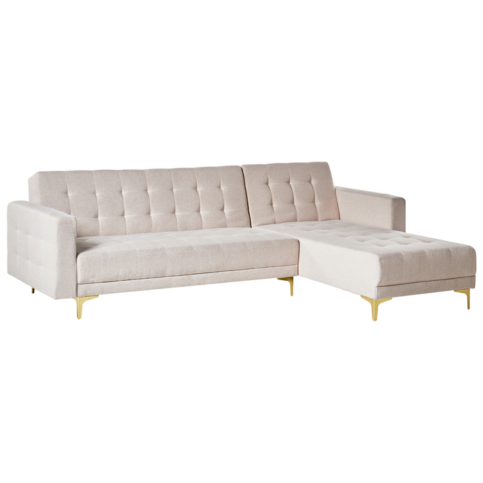 Beliani - ABERDEEN - Hoekslaapbank - Beige - Linkszijdig - Polyester